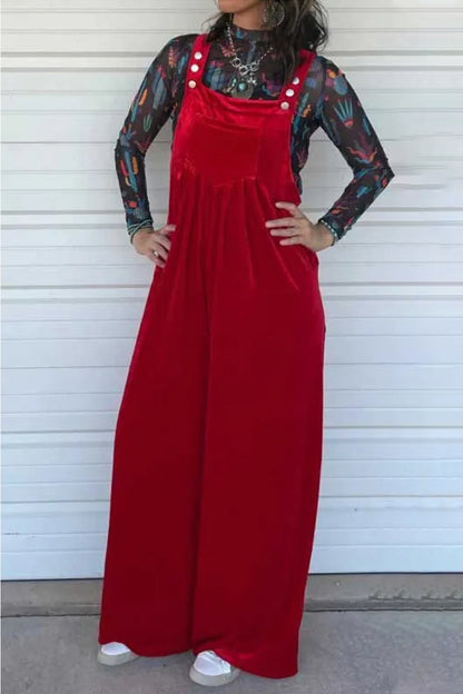 Casual effen-kleurige jumpsuits met vierkante kraag en losse pasvorm