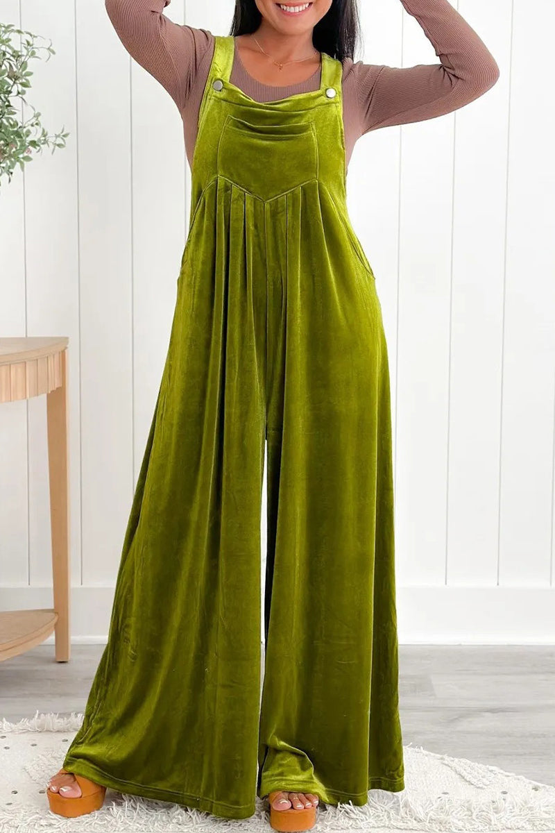 Casual effen-kleurige jumpsuits met vierkante kraag en losse pasvorm
