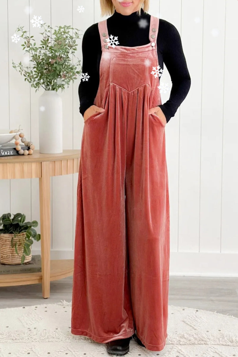 Casual effen-kleurige jumpsuits met vierkante kraag en losse pasvorm