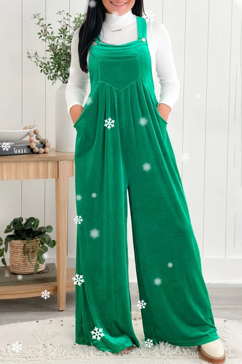 Casual effen-kleurige jumpsuits met vierkante kraag en losse pasvorm