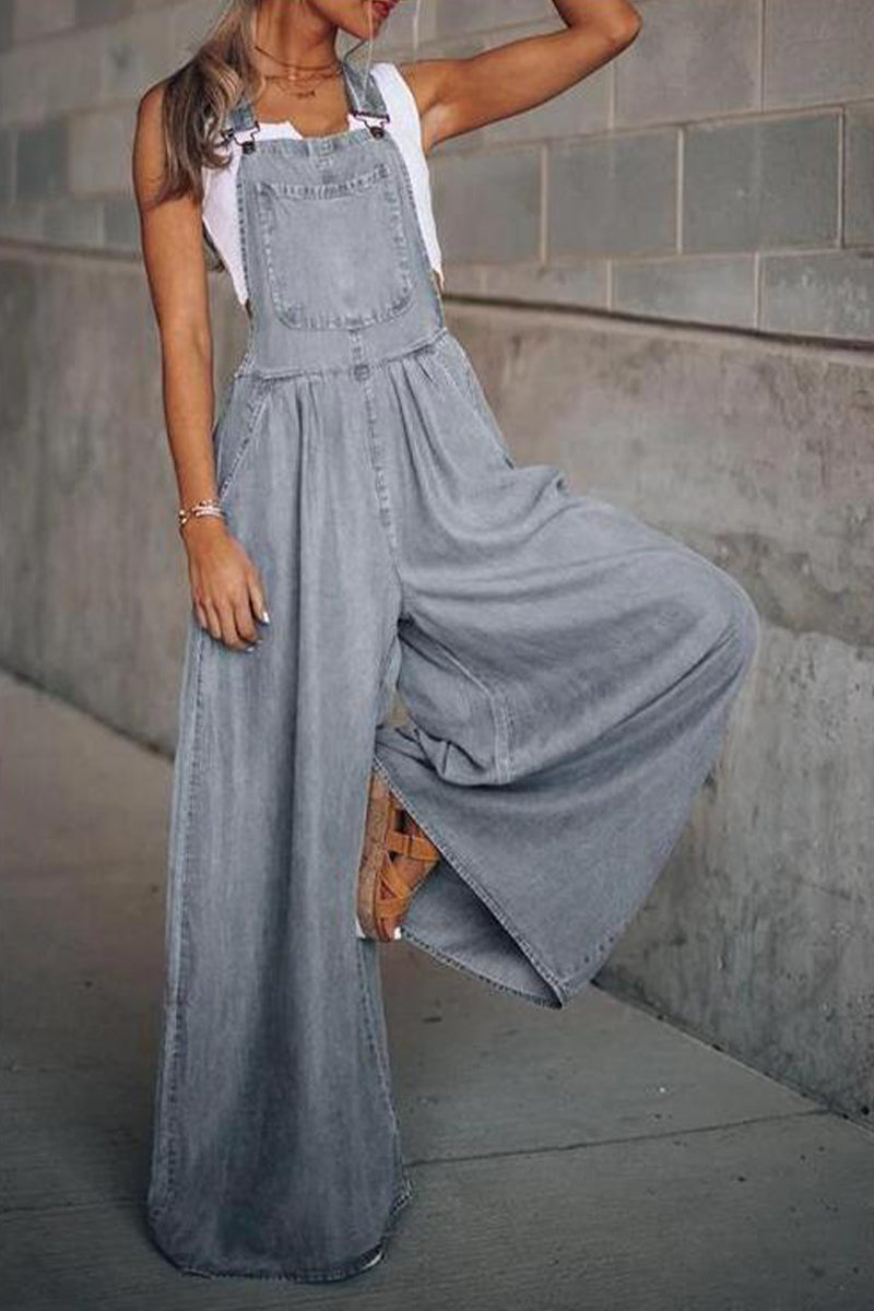 Fashion casual chunky zak met spaghettibandjes losse jumpsuit (4 kleuren)