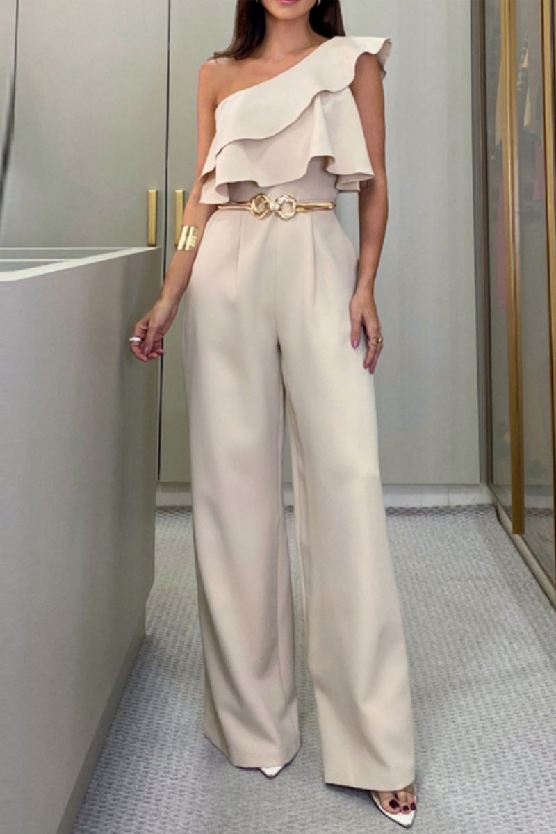 Casual Solid Patchwork Rugloze Bias Kraag Regular Jumpsuits (zonder riem)