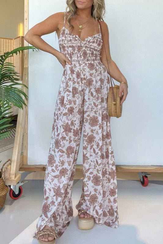 casual-jumpsuit met bloemenprint en strapless spaghettibandjes (6 kleuren)