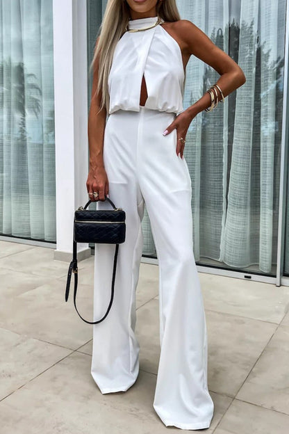 Casual effen gekleurde patchwork jumpsuits met halve ronde kraag (4 kleuren)