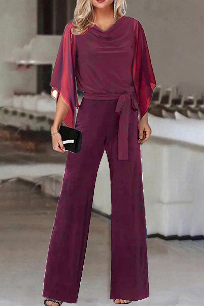 effen bandeau met asymmetrische boord rechte jumpsuits (4 kleuren)