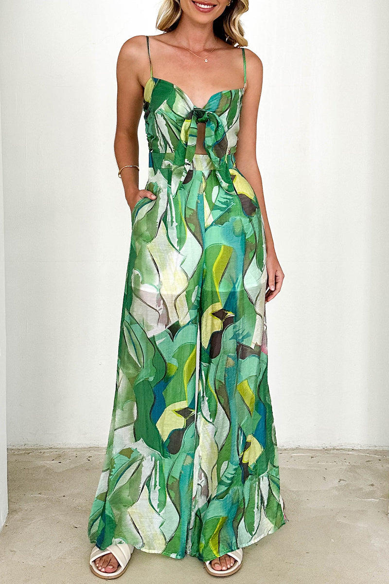 Casual bloemenzakken met contrasterende inzet losvallende jumpsuits met denim mouwen