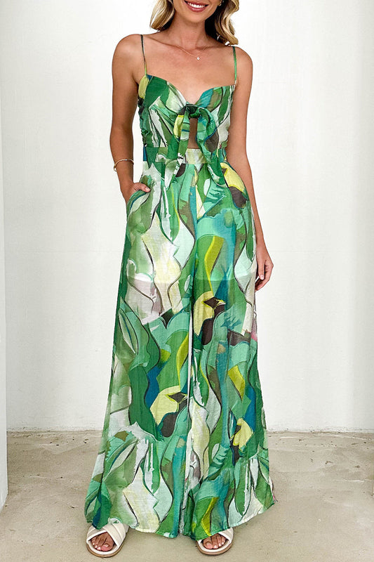 Casual bloemenzakken met contrasterende inzet losvallende jumpsuits met denim mouwen