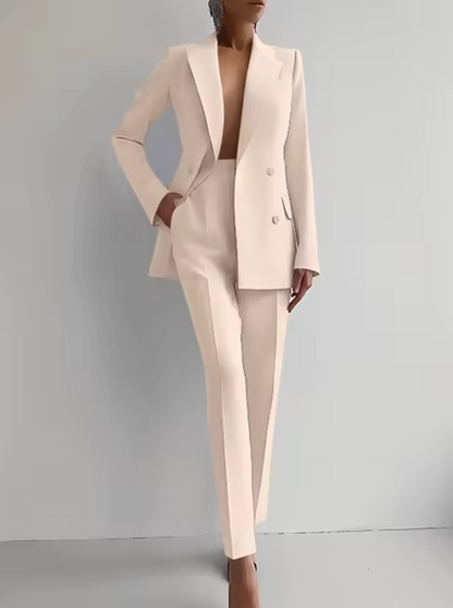 Set van blazer en geplooide broek