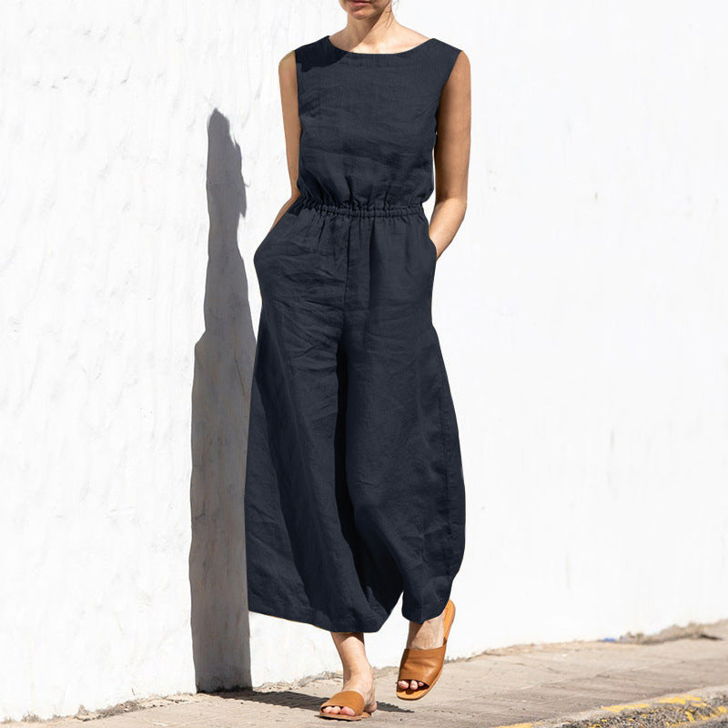 mouwloze loungekleding temperament jumpsuit