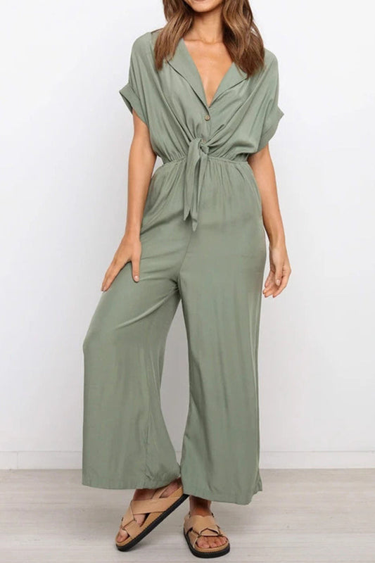 jumpsuit met V-hals en losse pijpen