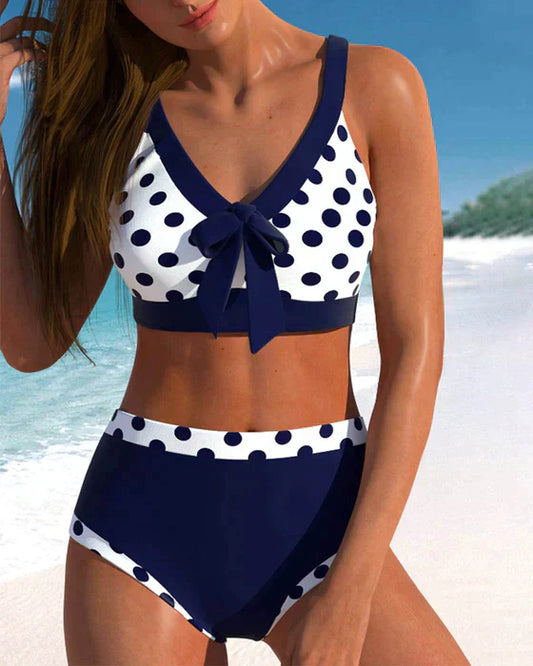 Hoge Taille Patchwork Polka Dot bikini's