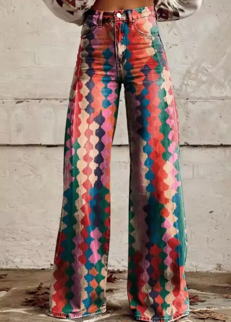 Wijde broek met kleurrijke print