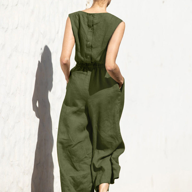 mouwloze loungekleding temperament jumpsuit