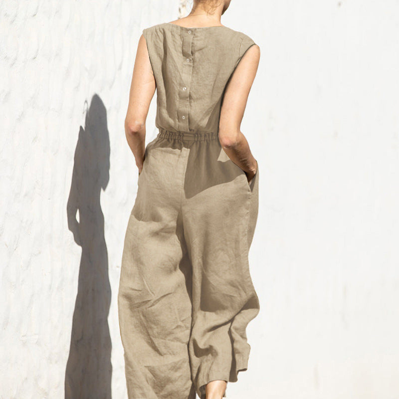 mouwloze loungekleding temperament jumpsuit