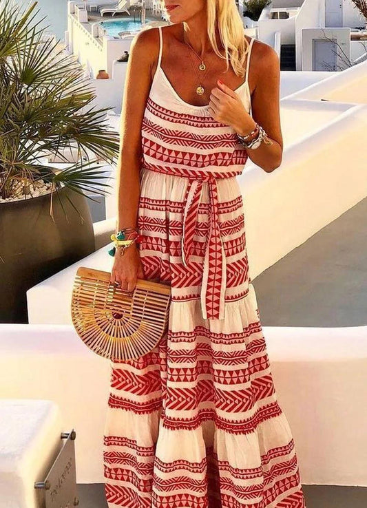 Cami - Strapless V-hals jurk met bohemian geometrische print