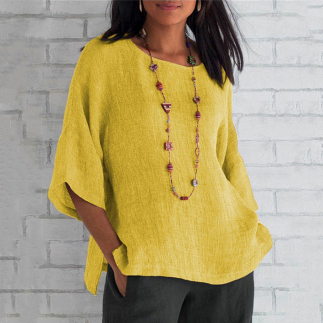 Casual 3/4 mouw linnen tuniek dames