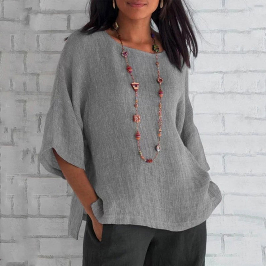 Casual 3/4 mouw linnen tuniek dames