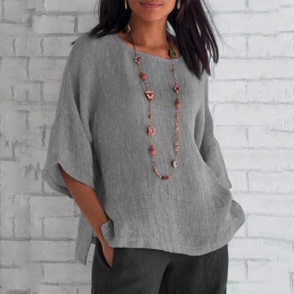 Casual 3/4 mouw linnen tuniek dames