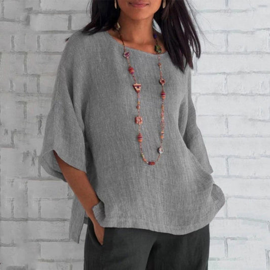 Casual 3/4 mouw linnen tuniek dames