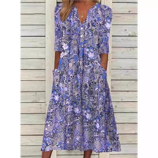 Lange overhemdjurk voor dames met bloemenprint en een verfijnde stijl