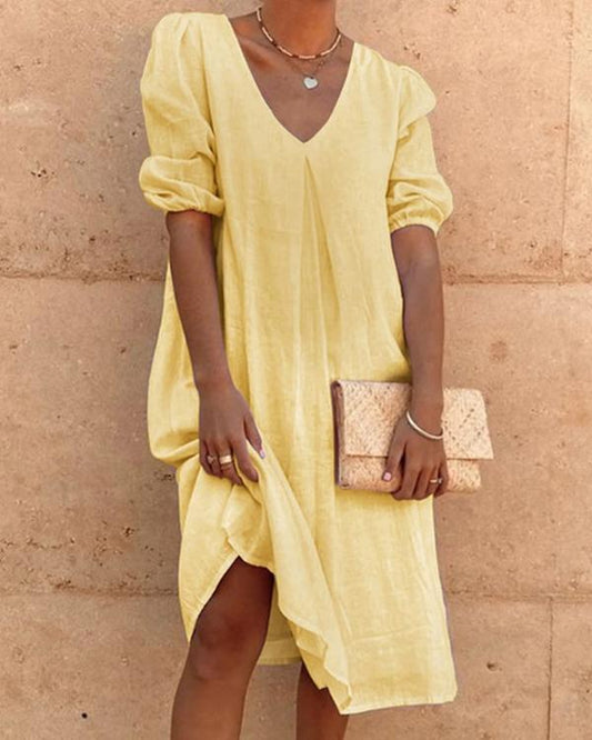 Rhian - Vintage boho jurken met 3/4 mouwen