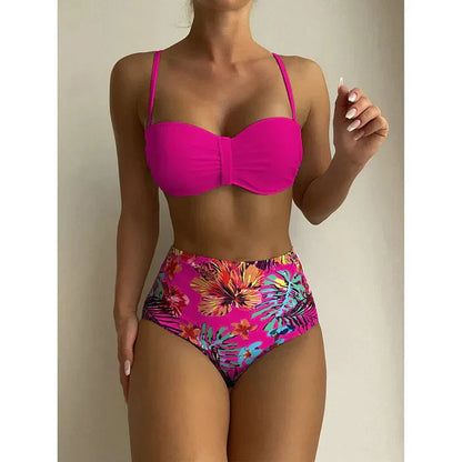 Chique bikini met hoge taille en bloemmotief