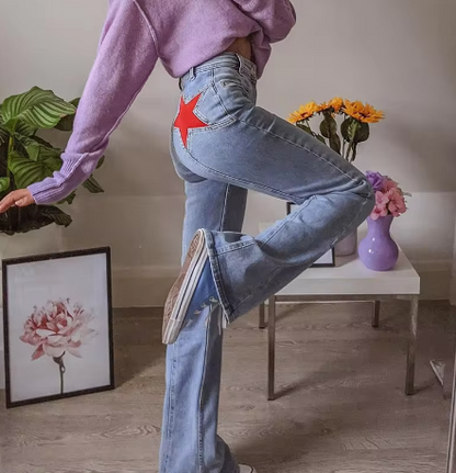 Emily | Denim Jeans met Ster Accent | Casual Streetwear | Duurzaam Katoen