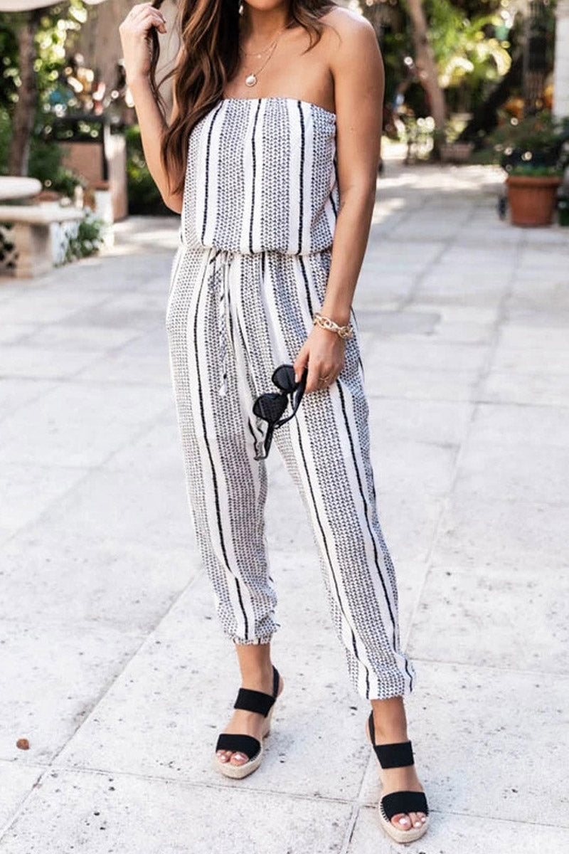 Statement-stijl gestreepte jumpsuit