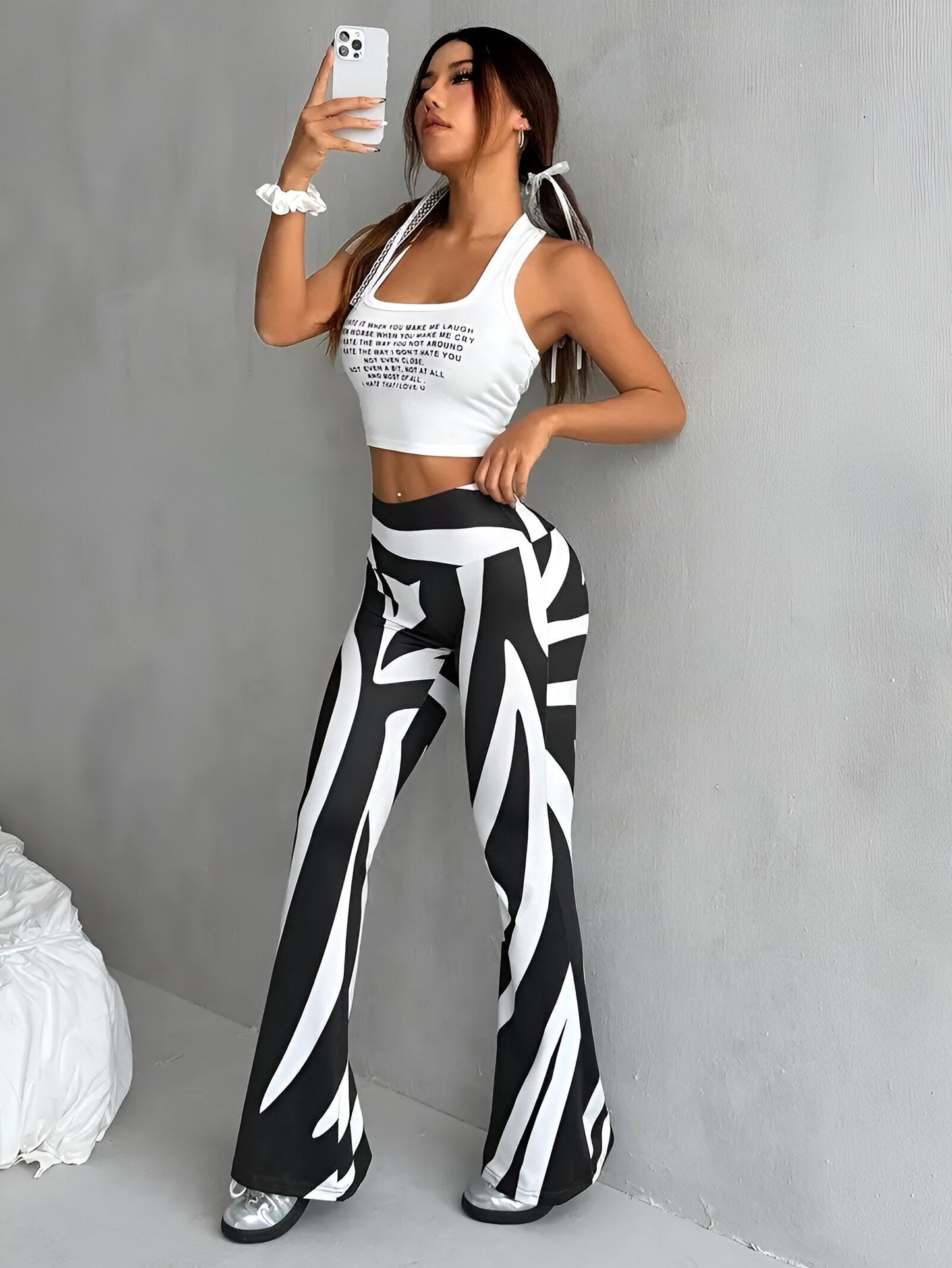 High Waist broek met bloemenpatroon