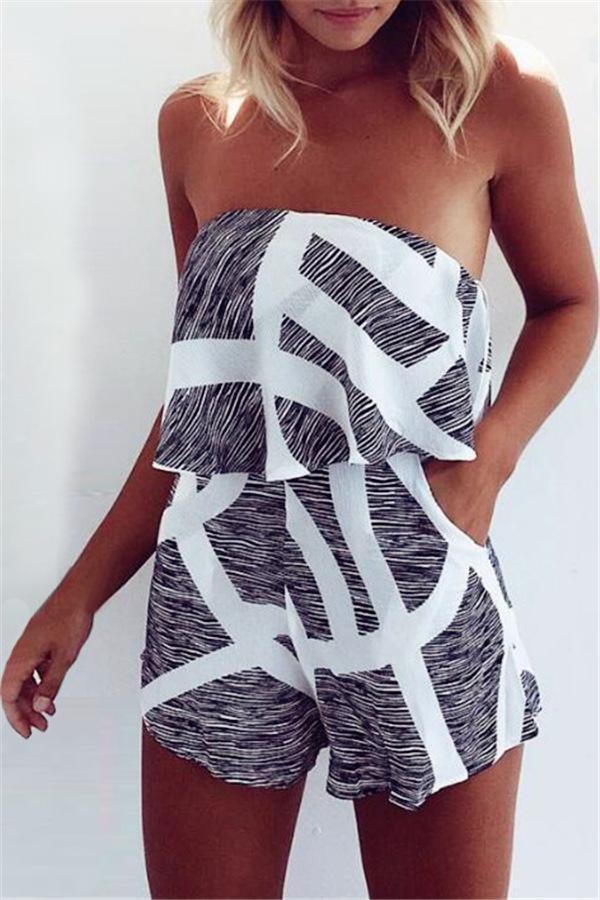 Casual gemarmerde off-shoulder jumpsuit
