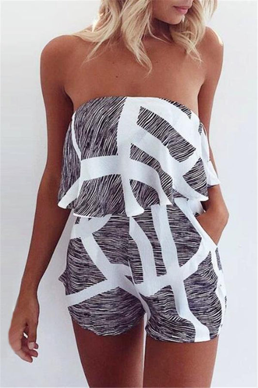Casual gemarmerde off-shoulder jumpsuit
