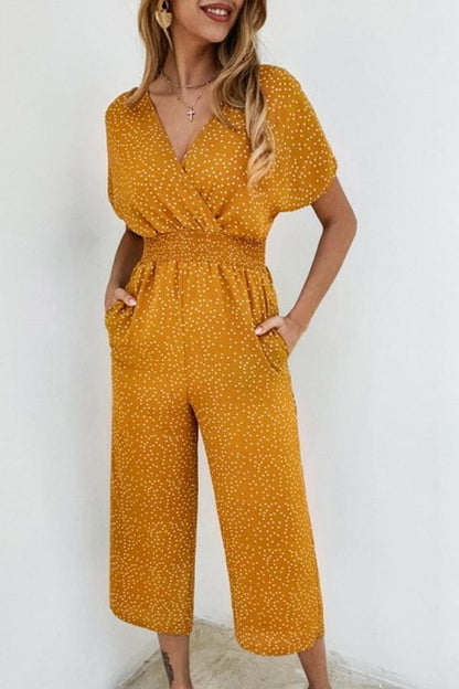 Casual jumpsuit met print en halszak