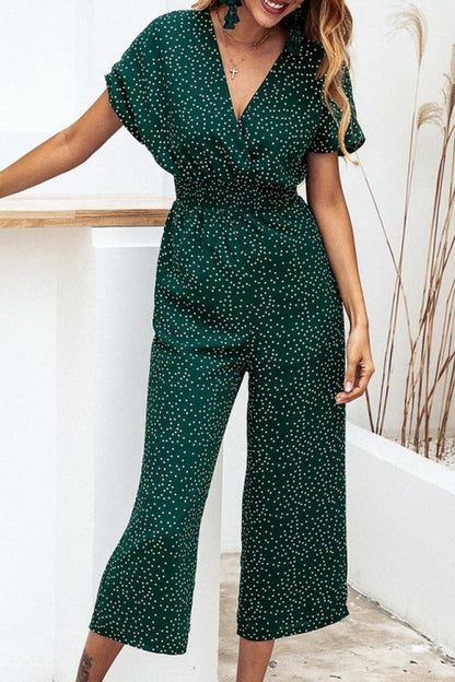 Casual jumpsuit met print en halszak