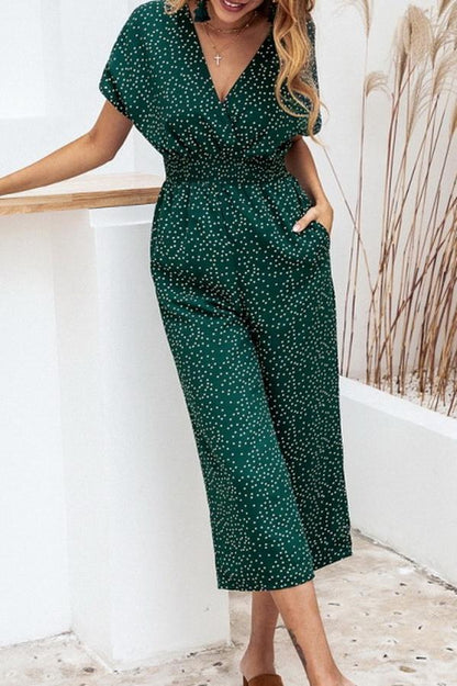 Casual jumpsuit met print en halszak