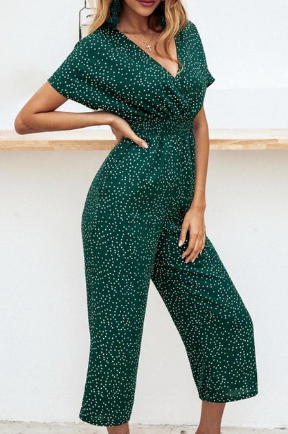 Casual jumpsuit met print en halszak