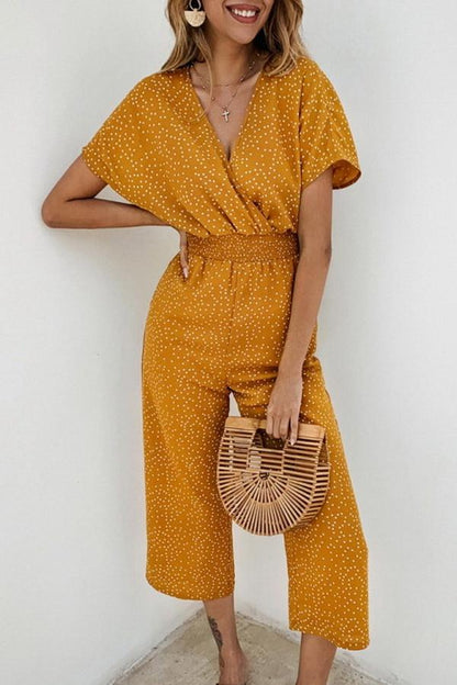Casual jumpsuit met print en halszak