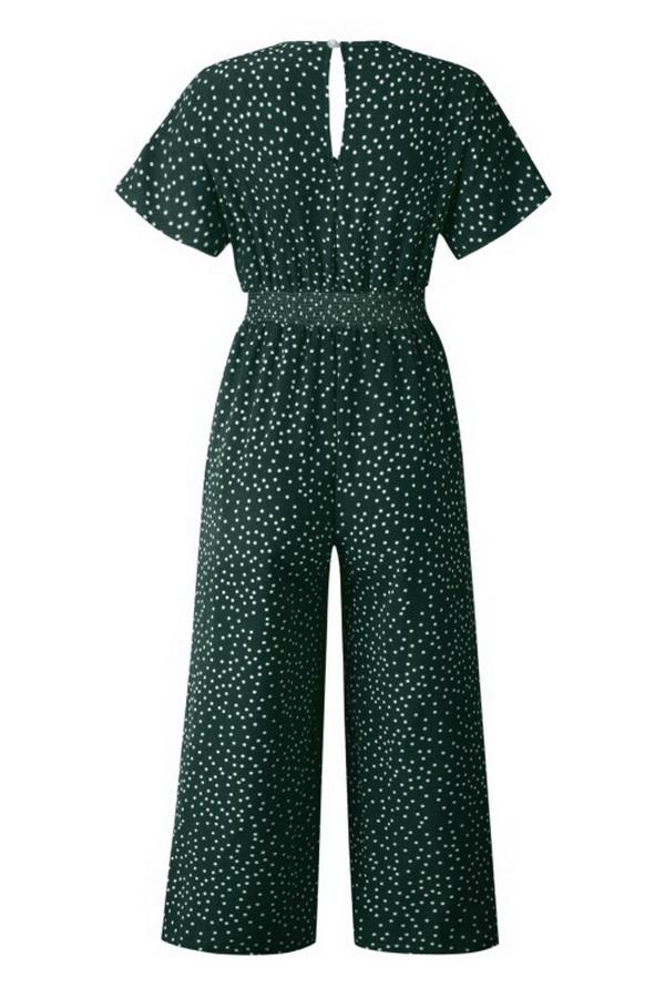 Casual jumpsuit met print en halszak