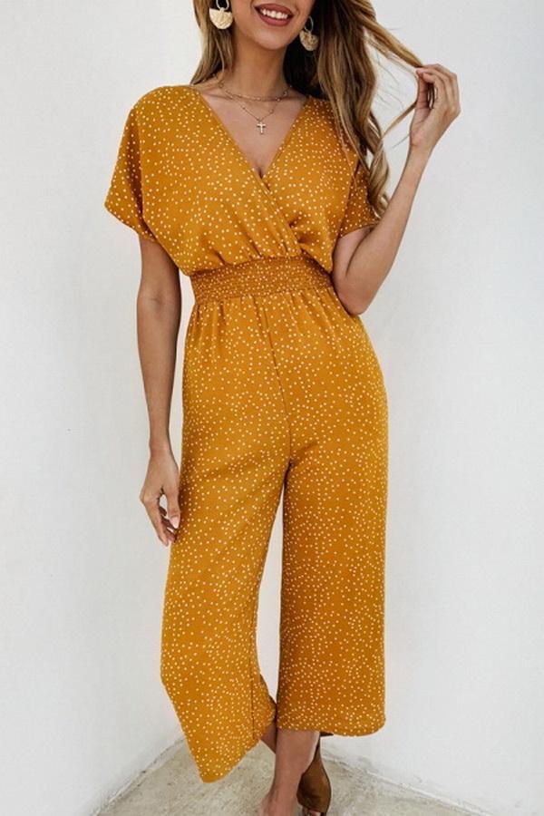 Casual jumpsuit met print en halszak