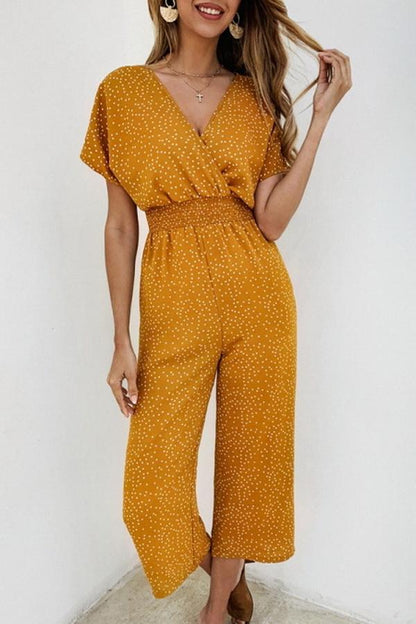 Casual jumpsuit met print en halszak