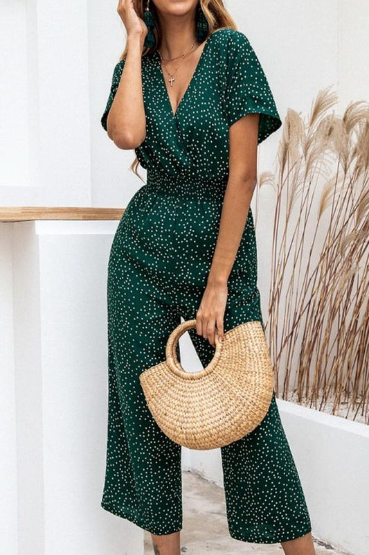 Casual jumpsuit met print en halszak
