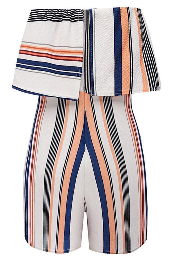 Casual gestreepte off-the-shoulder-jumpsuit