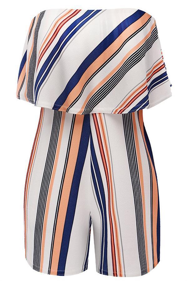 Casual gestreepte off-the-shoulder-jumpsuit