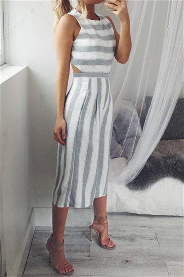 Casual gestreepte jumpsuit met wijde pijpen