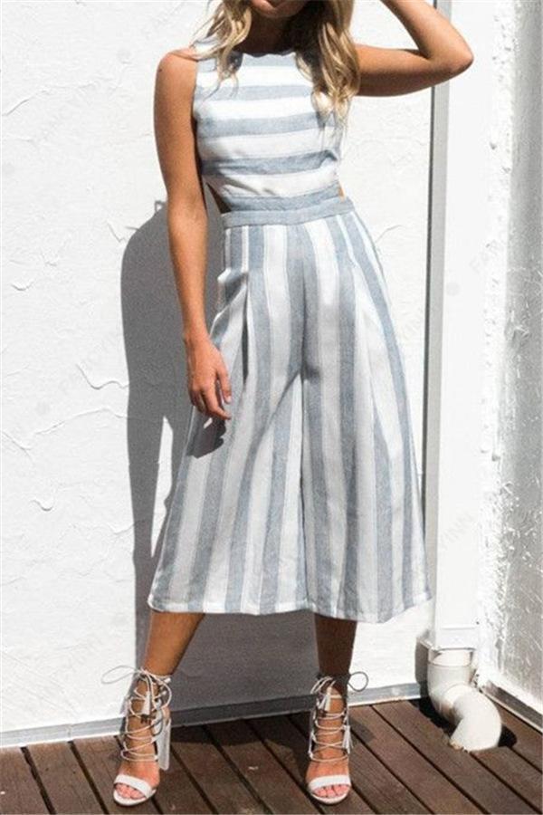 Casual gestreepte jumpsuit met wijde pijpen