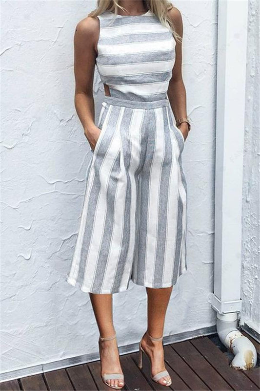 Casual gestreepte jumpsuit met wijde pijpen