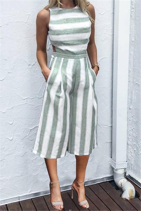 Casual gestreepte jumpsuit met wijde pijpen