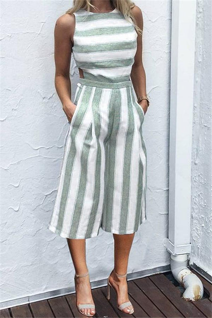 Casual gestreepte jumpsuit met wijde pijpen