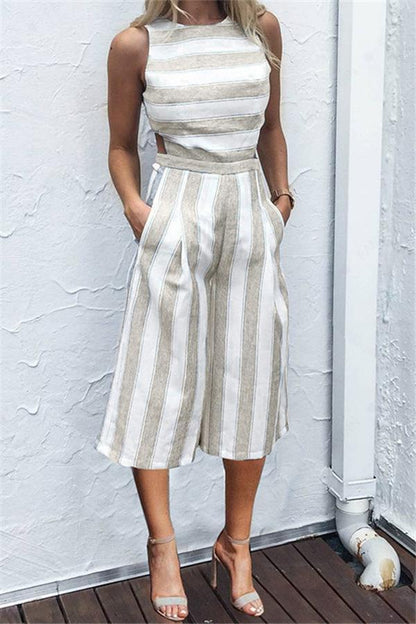 Casual gestreepte jumpsuit met wijde pijpen