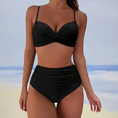 Bikini met hoge taille en gedraaide top