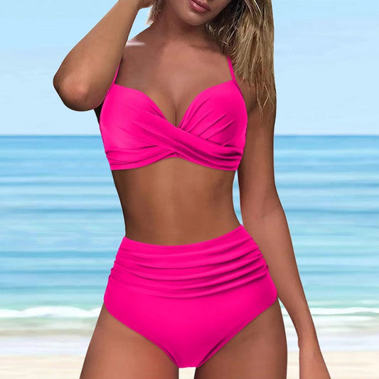 Bikini met hoge taille en topje met draaibare voorkant